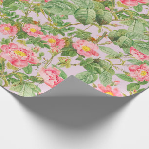 Roze Vintage Roos Cadeaupapier in Blush Lilac