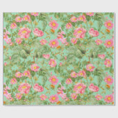 Roze Vintage Roos Cadeaupapier in Mintgroen (Vlak)