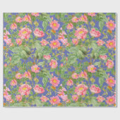 Roze Vintage Roos Cadeaupapier in Periwinkleblauw (Vlak)
