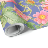 Roze Vintage Roos Cadeaupapier in Periwinkleblauw (Rol Hoek)