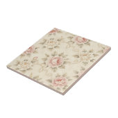 Roze Vintage Roos Damast Bloemmotief Tegeltje (Zijkant)