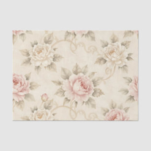 Roze Vintage Roos Damast Bloemmotief Tissuepapier