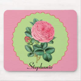 Roze vintage roos met roze stekelige cirkelvormige muismat