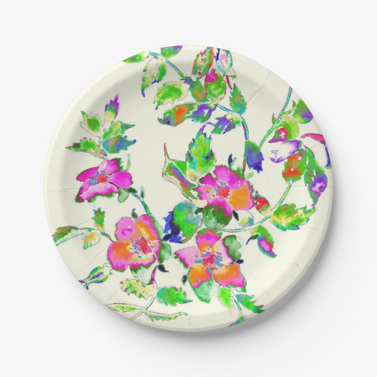 Roze Vintage Roos Papieren Bordje (Voorkant)