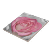 Roze vintage roos print tegeltje (Zijkant)