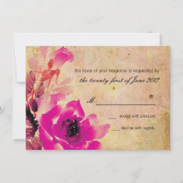 Roze Vintage Roos Trouw RSVP Antwoordkaart Kaartje