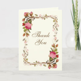 Roze Vintage Rozen Bloemenswag Bedankkaart