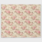 Roze Vintage Rozen Cadeaupapier (Vlak)
