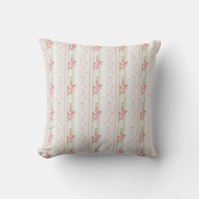 Roze Vintage Rozen Coquette Kussen (Voorkant)