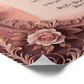Roze Vintage Rozen Huwelijksakte Poster (Hoek)