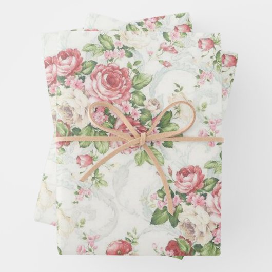 Roze Vintage Rozen  Inpakpapier Vel (In situ)