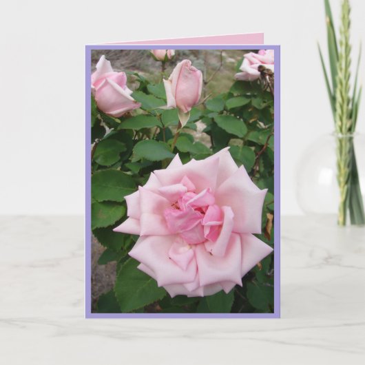 Roze vintage rozen rozentuin bloemen kaart (Voorkant)