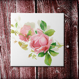 Roze vintage rozen tegeltje