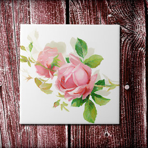 Roze vintage rozen tegeltje