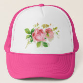 Roze vintage rozen trucker pet (Voorkant)