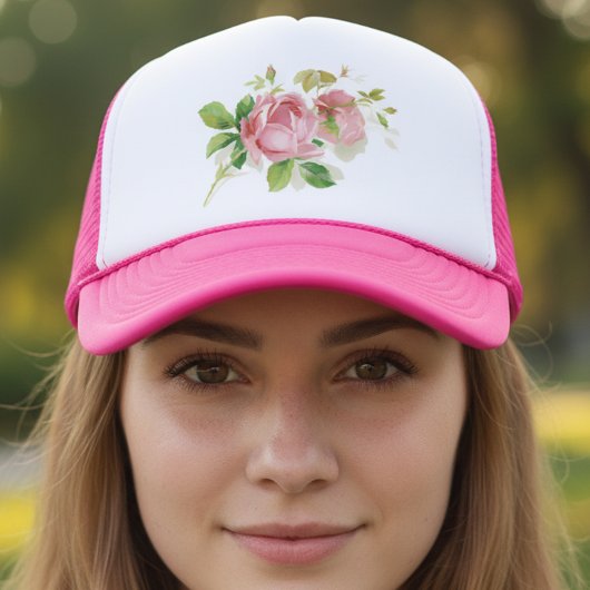 Roze vintage rozen trucker pet