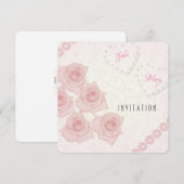 Roze vintage rozen uitnodiging van koppel (Voorkant / Achterkant)
