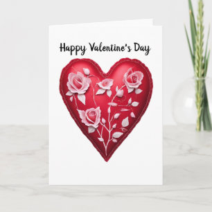 Roze Vintage Rozen Valentijnsdag Hartkaart Kaart