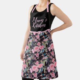 Roze Vintage Rozen Waterverf Mums Kitchen Schort