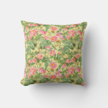 Roze Vintage Rozenkussen in Botergeel