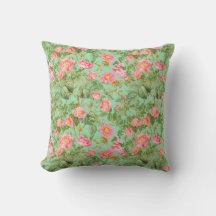 Roze Vintage Rozenkussen in Mint Aqua