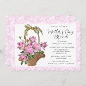 Roze vintage rozenmand Moederdag Brunch Kaart (Voorkant / Achterkant)