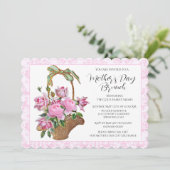Roze vintage rozenmand Moederdag Brunch Kaart (Staand voorkant)