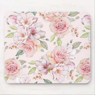 Roze vintage rozenpatroon gel muismat