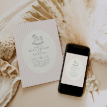 Roze Vintage Schommelpaard Preppy Baby Shower
