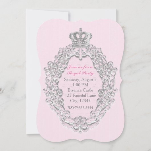 Roze Vintage Sprookjes Prinses Feest Uitnodiging (Achterkant)