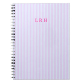 Roze vintage streep gepersonaliseerde monogram notitieboek