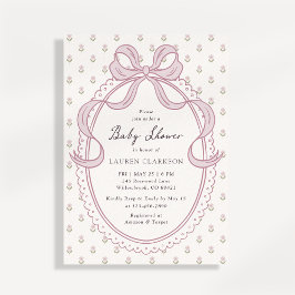 Roze Vintage Strik Babyshow Uitnodiging