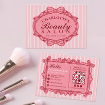 Roze Vintage Strik Visitekaartje Schoonheidssalon