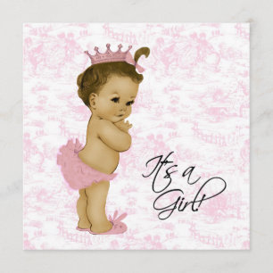 Roze Vintage Toile Baby Girl Shower Kaart