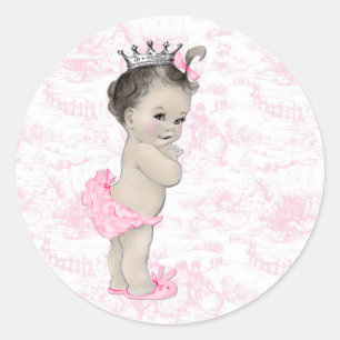 Roze Vintage Toile Baby Shower Stickers
