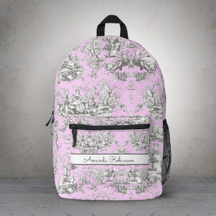 Roze Vintage Toile de Jouy Bloemendekoration mit M Bedrukte Rugzak
