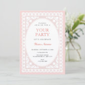 Roze Vintage Toile Kaart (Staand voorkant)