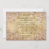Roze Vintage Trouw Uitnodiging met Werveling (Voorkant)