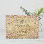Roze Vintage Trouw Uitnodiging met Werveling (Staand voorkant)