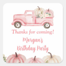 Roze Vintage Truck Pompoen Verjaardagsfeest Favor