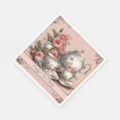 Roze Vintage Tuin Bloemengeburtstags theeparty Servet (Hoek)