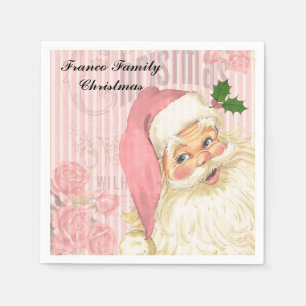 Roze Vintage Victoriaanse Kerstman Rozen Monogram Servetten