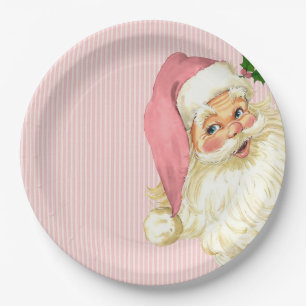Roze Vintage Victoriaanse Kerstman Shabby Papieren Bordje