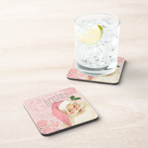 Roze Vintage Victoriaanse Kerstman Vervallen Rozen Drankjes Onderzetter
