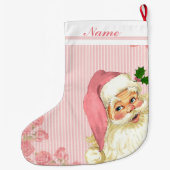 Roze Vintage Victoriaanse Kerstmanrozen Grote Kerstsok (Achterkant)