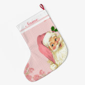Roze Vintage Victoriaanse Kerstmanrozen Grote Kerstsok (Achterkant (Hangend))