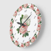 Roze Vintage Victoriaanse Roos Wandklok (Hoek)