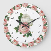 Roze Vintage Victoriaanse Roos Wandklok (Voorkant)