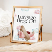 Roze vintage vliegtuigluggage afgifte feestbord poster