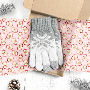 Roze Vintage Waterverf Kerstman Kerstmis Tissuepapier